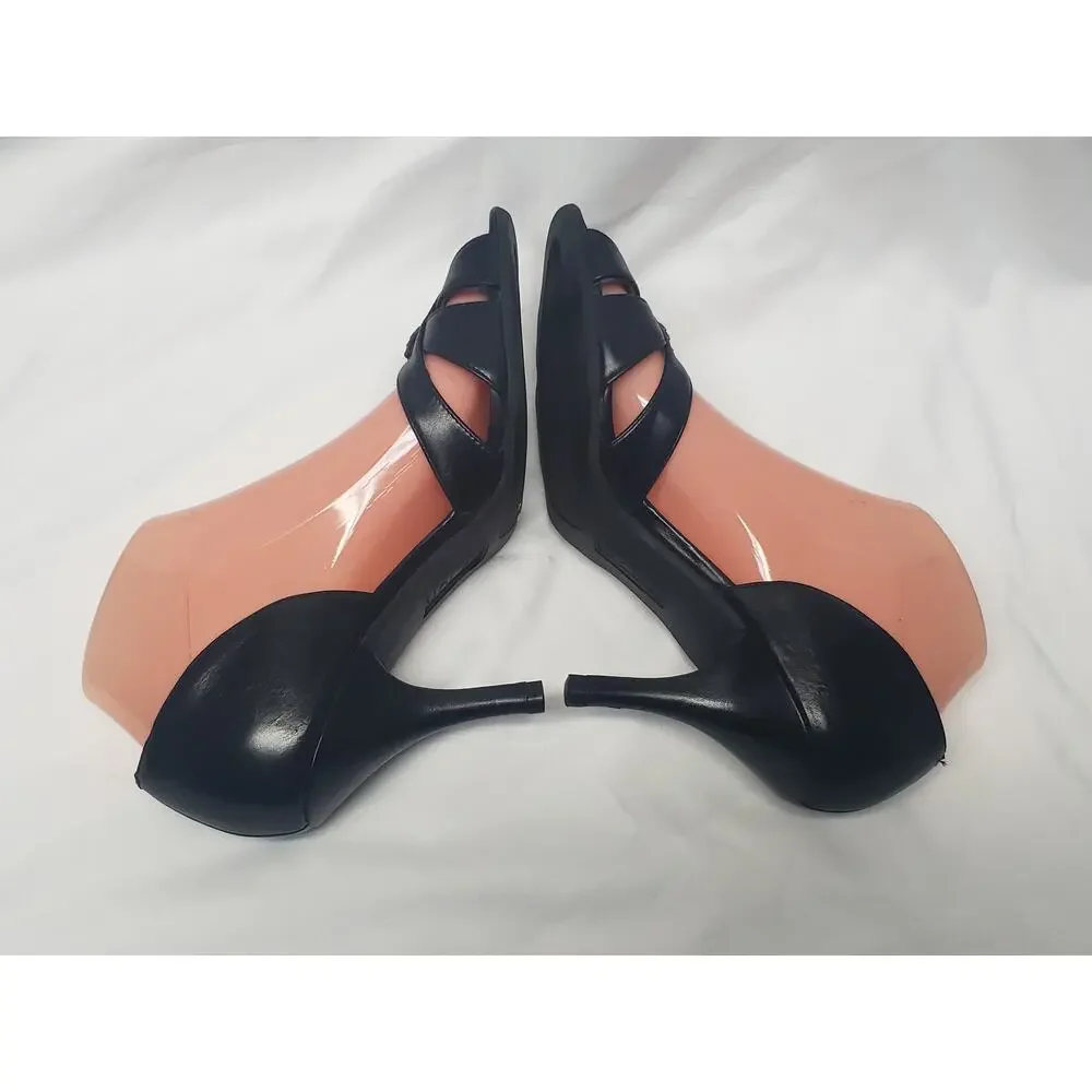 Unisa Black Open Toe Beaded Design High Heels | Women's Shoe Size 8